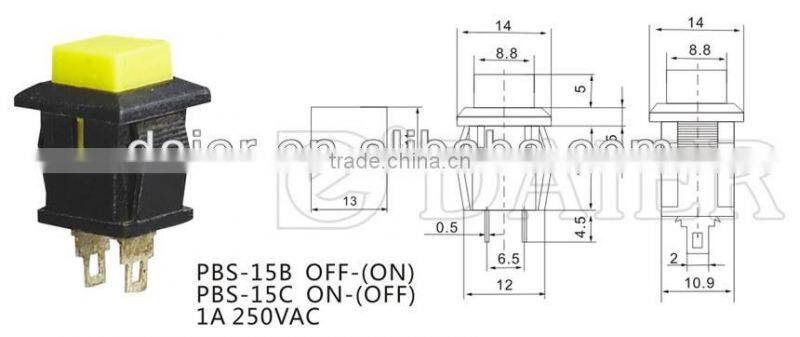 PBS-15C 1A 10mm momentary OFF push button switch