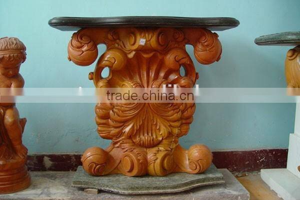 Modern style glass top hand carved marble base dining table