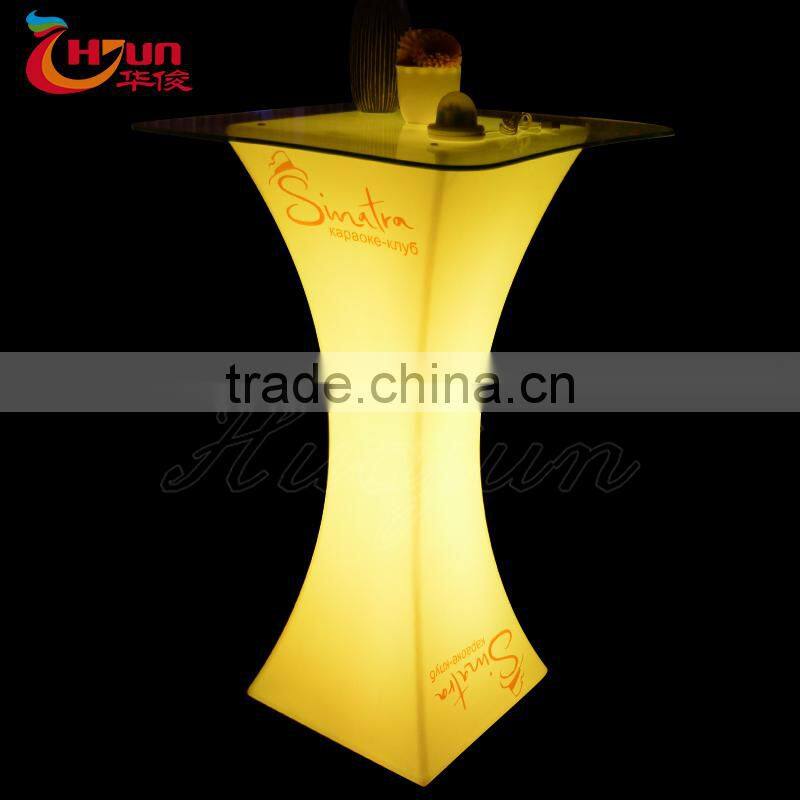Commercial bar furniture rechargable battery color changing led bar table
