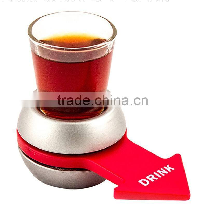 2017 Hot Spin The Shot Arrow Turntable Game Glass, KTV/Bar/ Party Table Funny Game Shot Spinner Drinking Glass For Wholesale