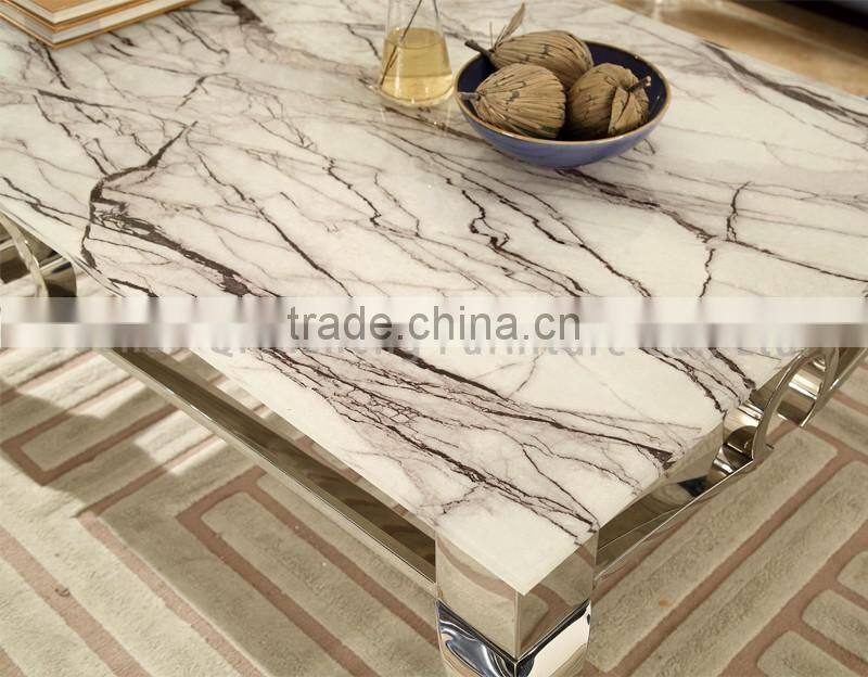 High quality stainless steel marble top coffee table 817-1#