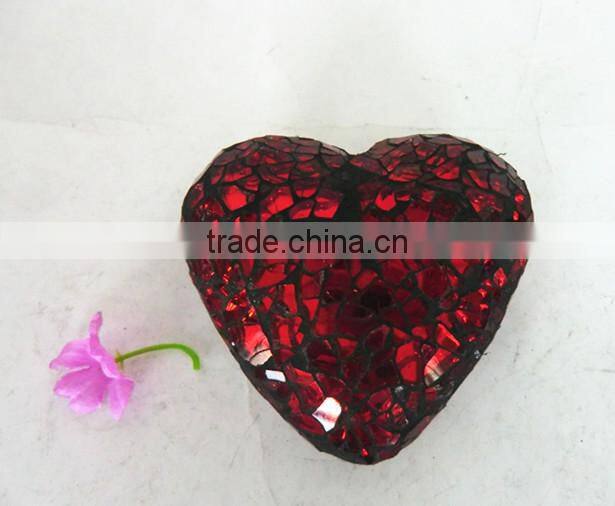 Christmas Decor Small Mosaic Red Glass Heart