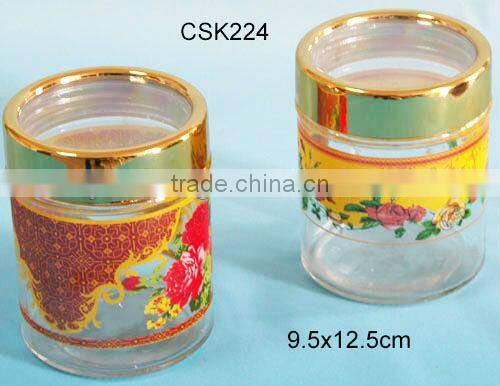 2016 nice metal lid cylinder glass jars wholesale/glass cookie jars