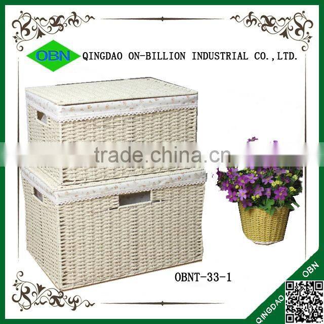 Woven paper rope storage bins