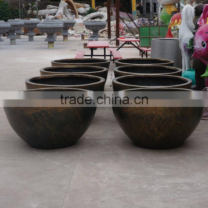 Large round bronze garden pot