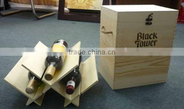 6 bottles pine wooden wine box