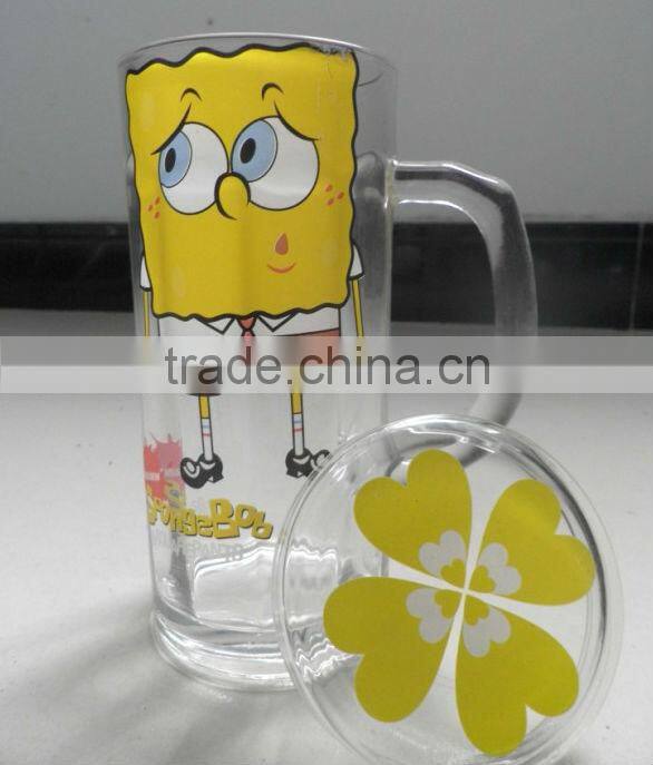 Environmental friendly glass coffee mugs with decal logo