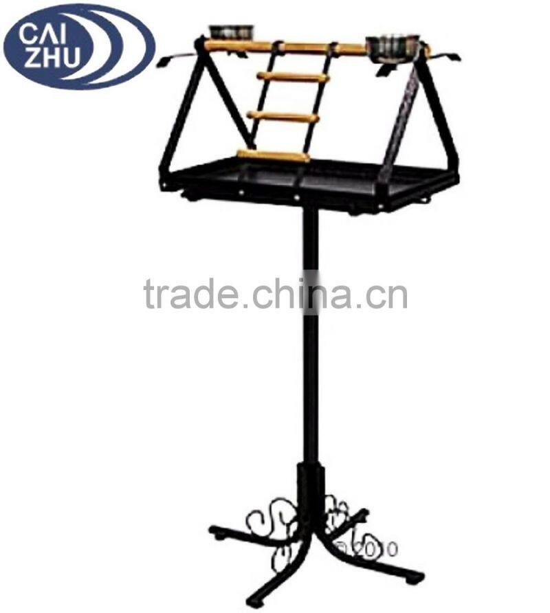 Free Standing Parrot Bird Perch T Bar Play Stand Feeding Bowls Dirt Tray Pet Supplies