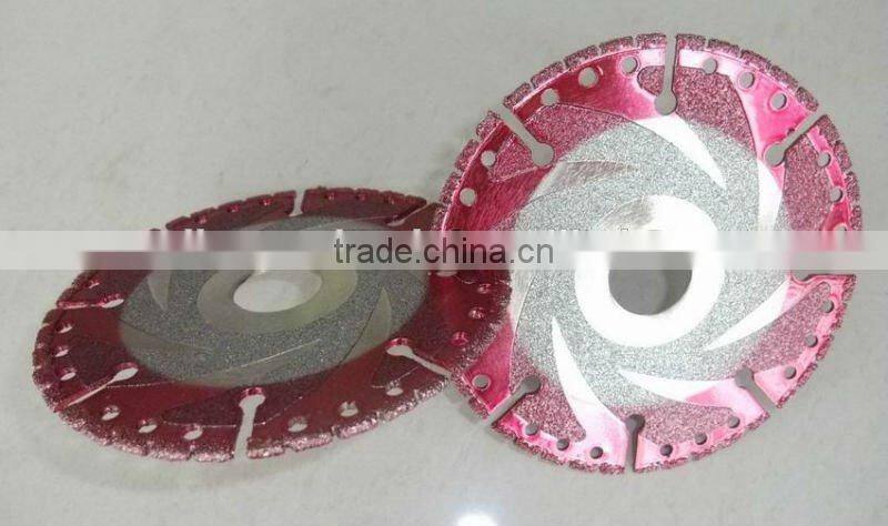 Gold color Vacuum Brazed diamond Grinding Disc with key slot/Brazed Diamond saw blade