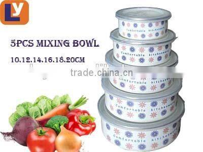Hot sale enamel mixing freezing fresh storage bowl with plastic lid