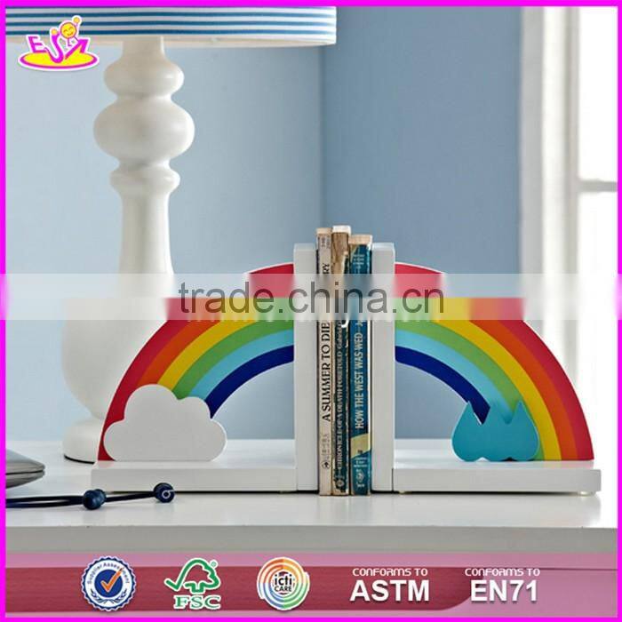 2017 brand new children rainbow wooden decorative bookends for sale W08D065