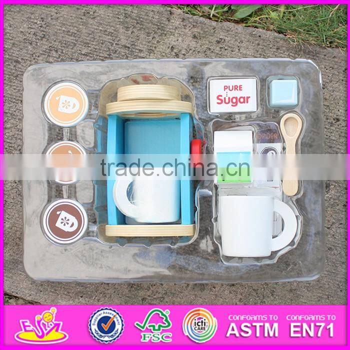 2016 new design simulation home play mini wooden kids coffee maker W10D147