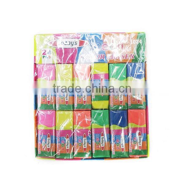 Wholesale 24PC Colorful Soft Eraser Rubber Eraser For Office Fanny Carton Rubber Eraser