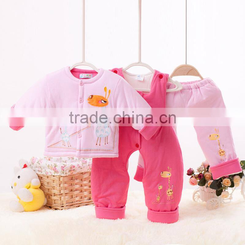 Warm Baby 3pcs Winter Clothes Baby Cute Home Wear Cotton Winter Clothing Sets