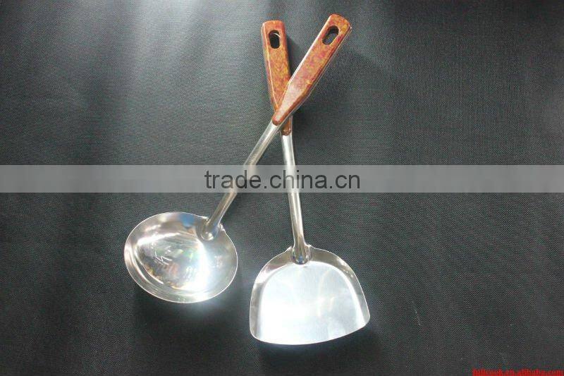 Stainless steel turner set w/plastic handle