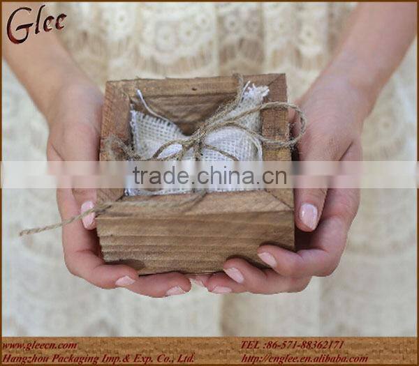 small size ring bearer box with burlap pillow 4in