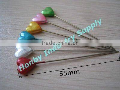 decorative 55mm heart shaped head florist pin