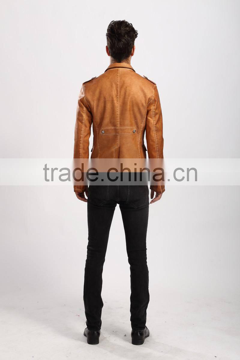 2017 Stylis Slim Fit Men PU Leather Jacket