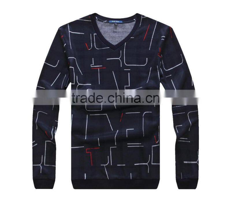 Men's Long sleve v-neck fashion T-shirt