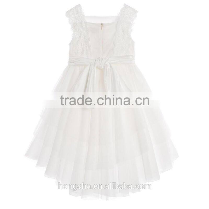 White Flower Girl Dresses Girls Satin Lace Boutique Party Dresses HSD6989