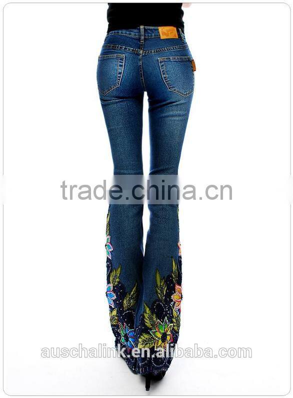 hot sale fashion embroidery fantasy jeans stylish pants for ladies