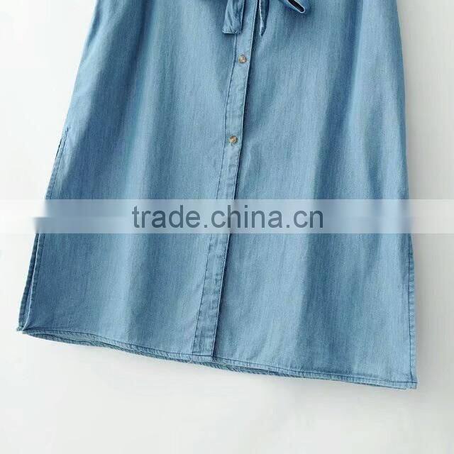 China ready goods wholesale latest design tencel casual denim dress