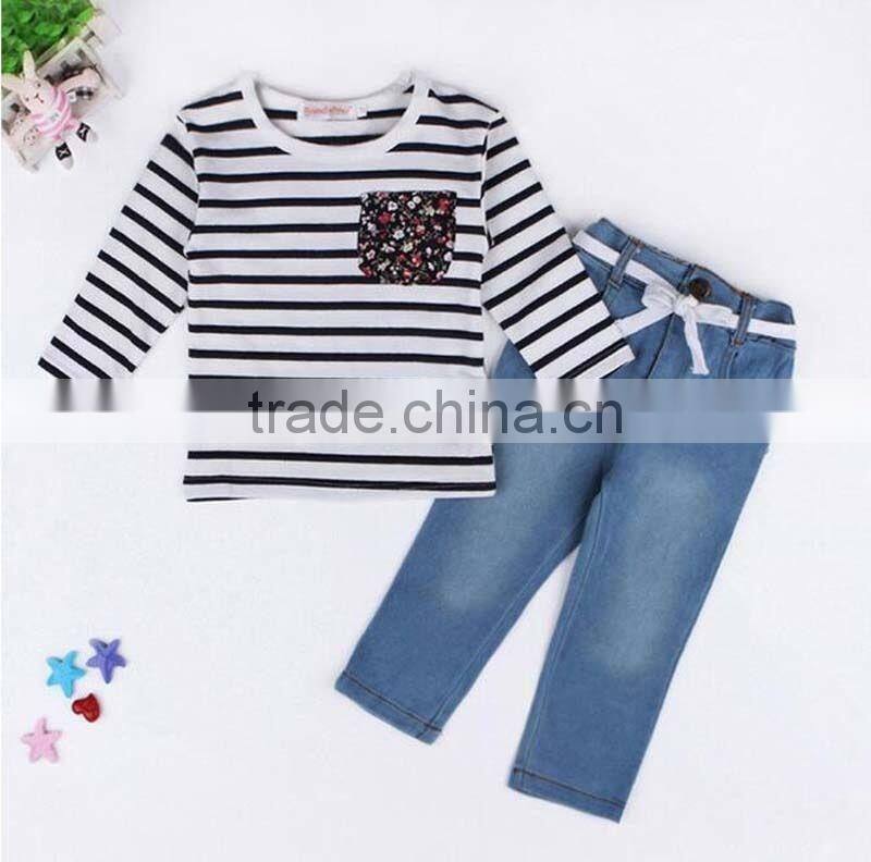 New arrival Baby clothing 2017 boutique children's cotton stripe long sleeve top kids t-shirt wholesale