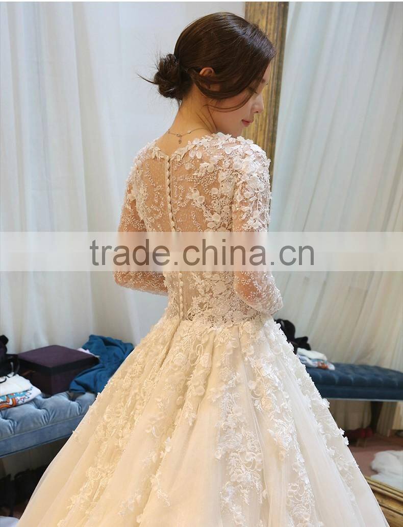Custom Made White See Through Women Wedding Dress Empire Vintage Floor Length Princess Party Dress YDYS15B0201