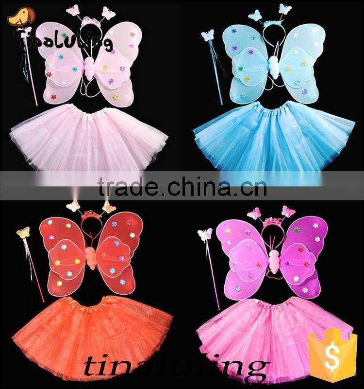girls fancy dress angel wings with tutus party wears new products