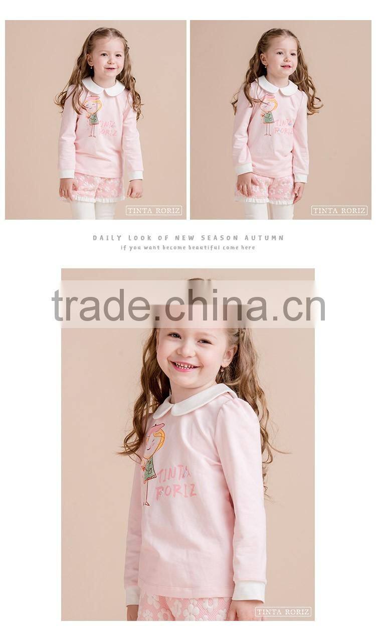 2017 Spring Girls Long Sleeve t Shirt With Cute Pattern Children Clothing Wholsale