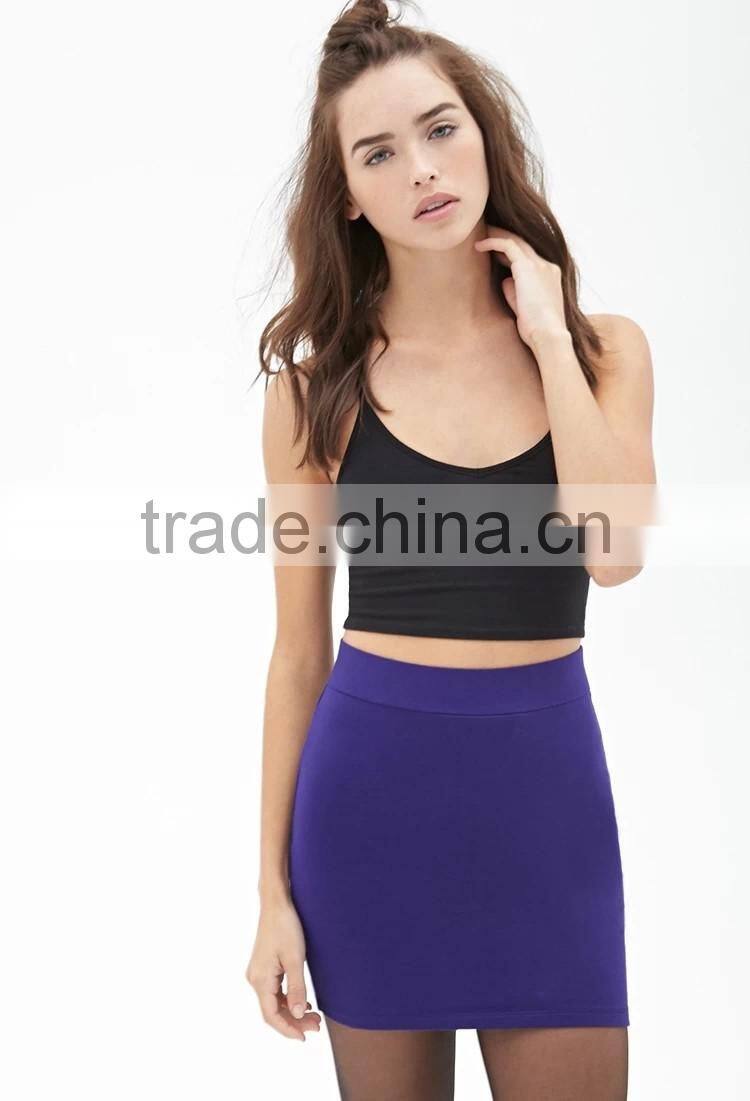 Easy women stretch knit grape mini skirt in wholesale made in China