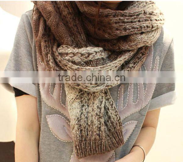 Winter super thick and women fashion 180*40cm color gradual change design women knitting latest scarf