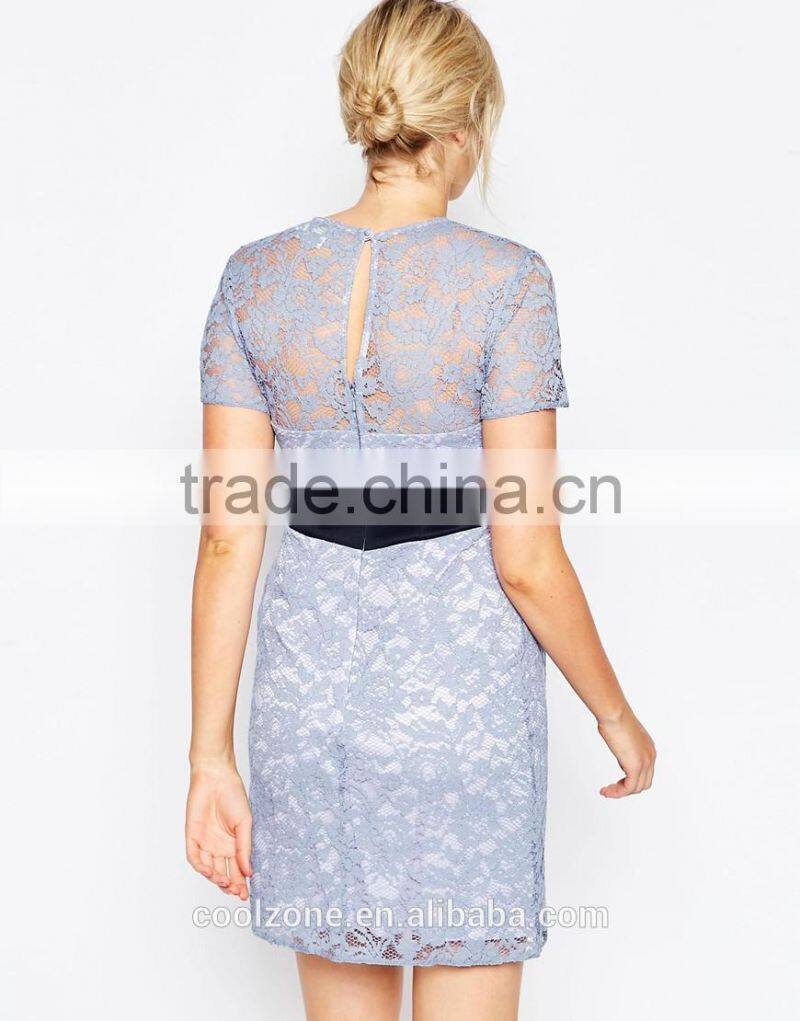 Contrast Waistband Bodycon Fit Lightweight lace Preganat Women Dresses
