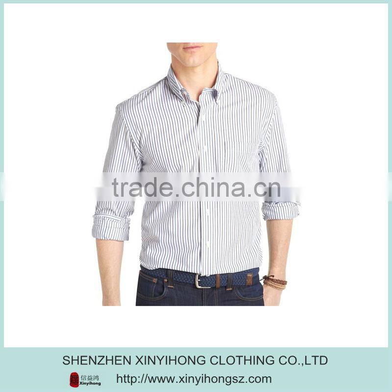 Tredy Custom Vertical Stripes Long Sleeve Woven Business Shirt