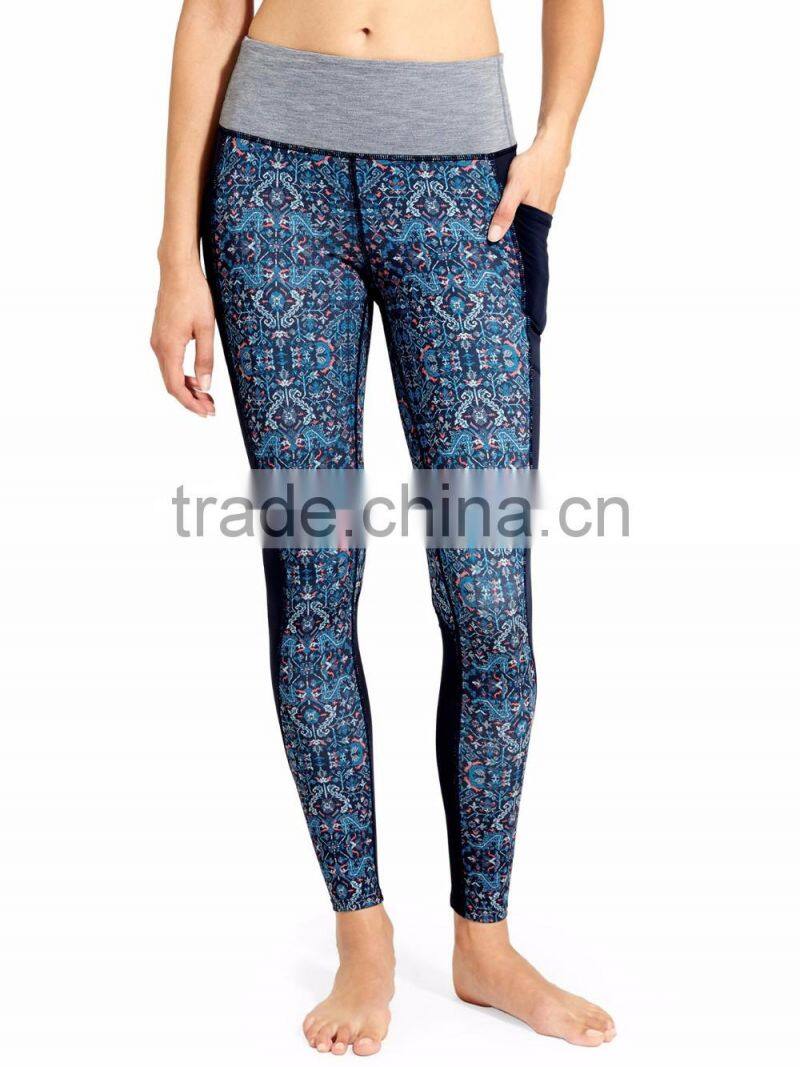 Custom Wide Waist Yoga Pants Tights With Leg Pockets Woman Leggings