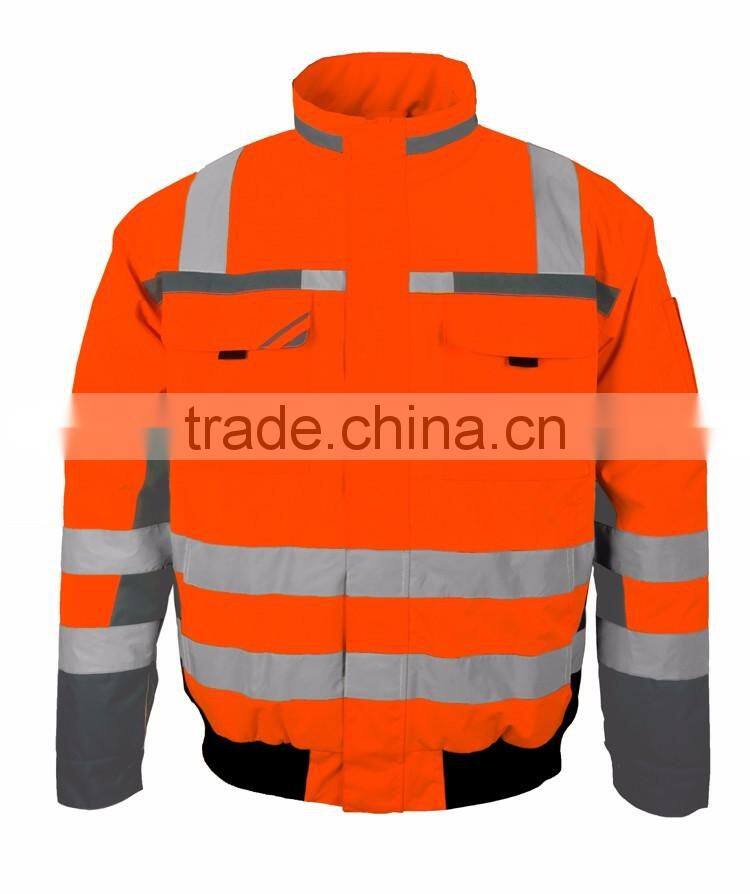 High visibility 3M 8906 waterproof pilot coat hi vis wear safety bomber jacket