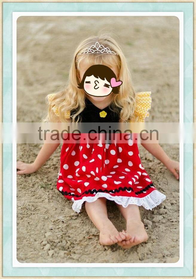 New fashion low price good quality Dress flutter sleeve black and red dress baby girl Wholesale Clothes Dress