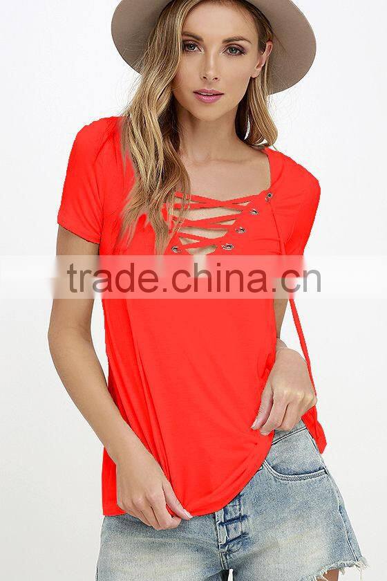 Women's short sleeve V-neck Milk Fiber soft t shirt