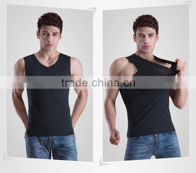 wholesale new style 100% cotton high quality plain gym tank top men V-3