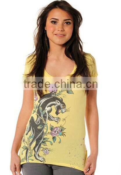Spandex/Cotton Material Women O-Neck T Shirts Women Black T Shirts