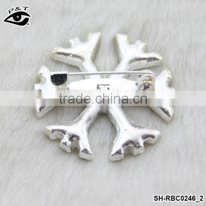 Snow flake shape Crystal AB color rhinestone brooch pin for dresses invitations