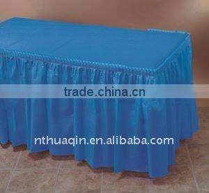 Rectangle 100% polyester table skirting with pleats table skirts table linen