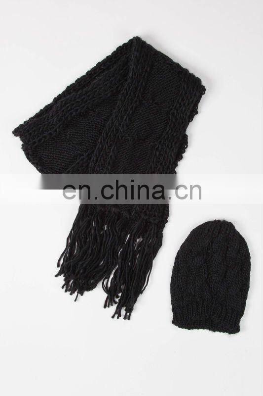 fashional pretty super soft cozy warm chunky scarf beret set