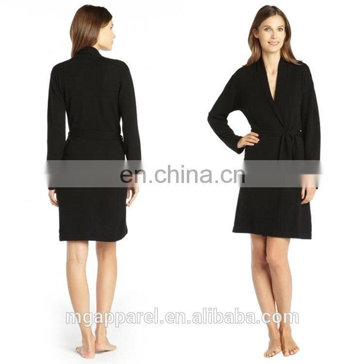 China Wholesale Hot Sexy Black Short Shawl Collar Cashmere Robe