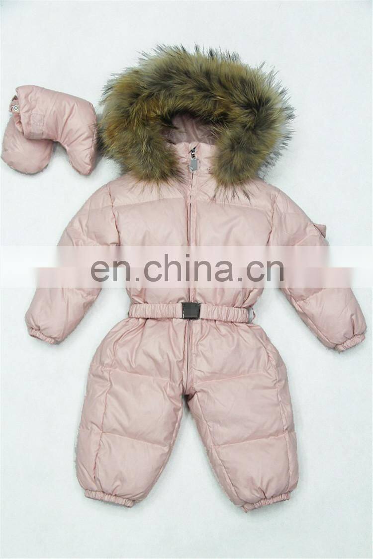 Cute Super Quality Lovely Child Down Overwear Kids Fur Hooded Coats