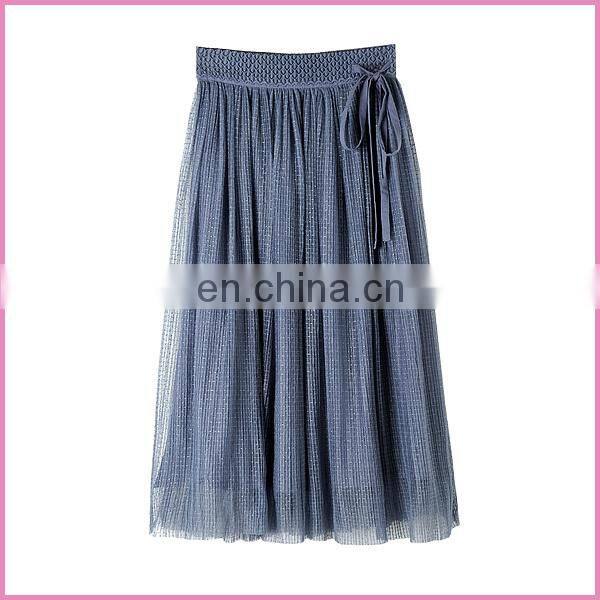gauze long skirt with elastic strap beautiful 2layers girl skirt