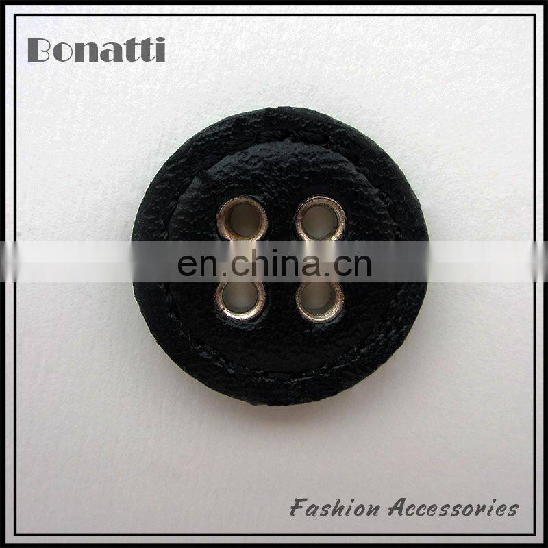 black leather button