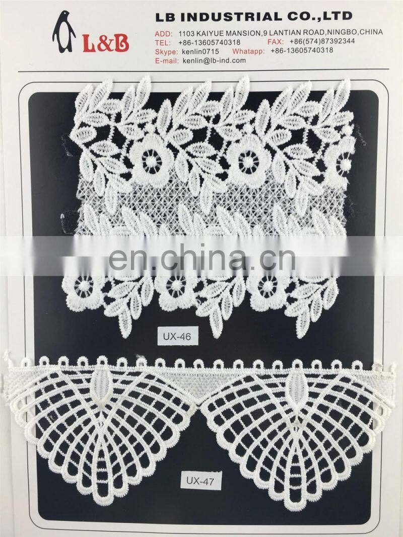 top quality white milk silk bridal embroidery sewing wedding lace trimmings chemical lace trim white