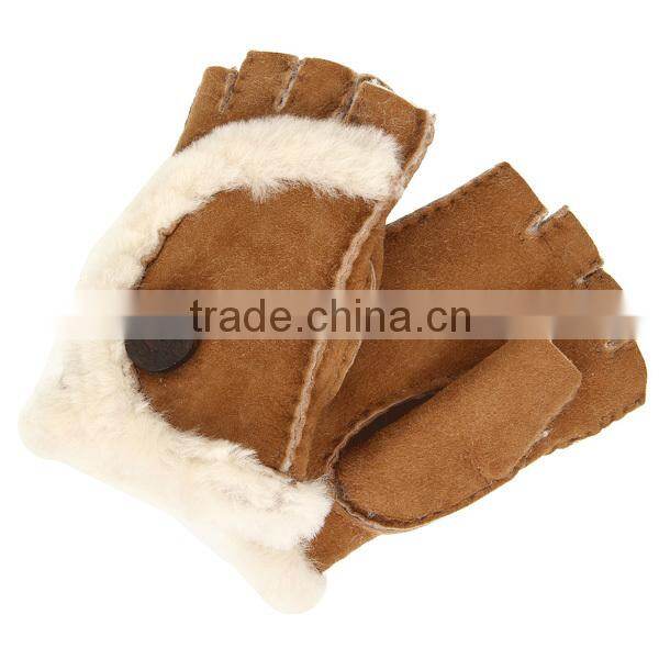 genuine sheepskin custom fingerless gloves wholesale