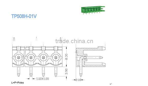 Pluggable pin header Terminal Block 5.08mm Male parts open